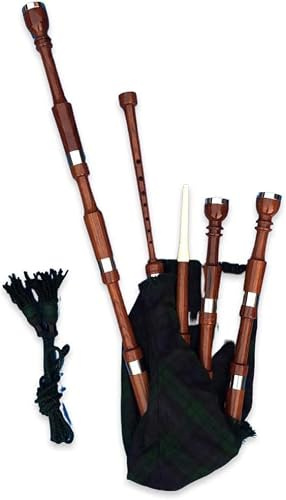 Bagpipe for Beginners Adult | Professional Highland Bagpipe Set with Practice Chanter, Reeds & Accessories (BROWN BW)