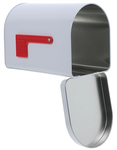 HONMEET Tinplate Toy Mailbox White with Red Flag, Small Metal Letter Box for Playhouse and Outdoor Play Activities, Strong Practicality and Versatile Design with Elegant Craftsmanship