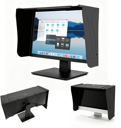 Monitor Hauben Sonnenschutz, 17-27 Zoll Bildschirm Sonnenblende Verstellbare Monitorhaube Laptop Sonnenschutz für Monitor Außenrahmen Monitor Sonnenschutz Bietet Schutz der Privatsphäre
