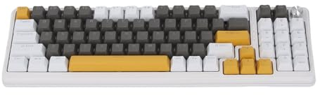 Jenivaint Mechanical Gaming Keyboard, RGB Backlit 78 Keys Wired Keyboard with Volume Knob and Blue Switches, for PC Laptop Gaming Work (Yellow White Gray) (Yellow White Gray)
