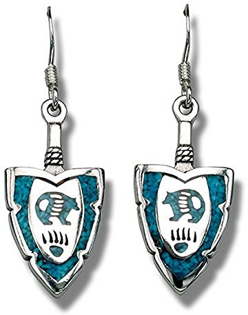 Indianerschmuck Ohrringe Türkis Bär in Pfeilspitze Grizzly Westerschmuck Navajo Style Indianer