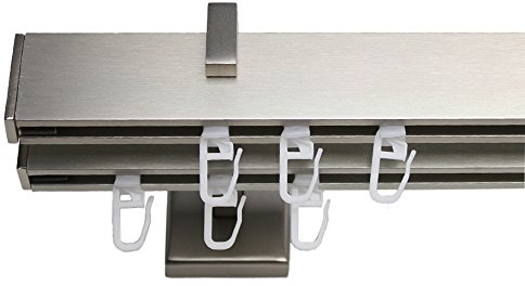 Stylelex Tetra Edelstahl-Optik 2-läufig - Träger 9,1cm - Rechteckig - Bis 300cm am Stück - 160cm - Endkappe