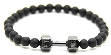Lion&Son Fitness-Armband Herren-Mode-Schmuck Obsidian Vintage-Fashion Damen-Accessoire Sport-Band, Farbe:Grey