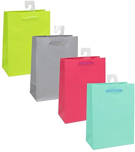 Idena 31844 - Geschenktasche, Größe 35 x 25 x 8 cm, 4 Farben sortiert (keine Auswahl möglich), Geschenkverpackung, Tragetasche, Geschenktüte