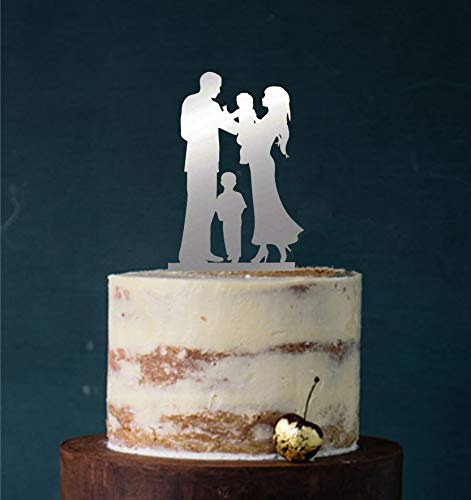 Cake Topper, Tortenstecker, Tortenfigur Acryl, Tortenständer Etagere Hochzeit Hochzeitstorte (Silber (verspiegelt einseitig)) Art.Nr. 5304