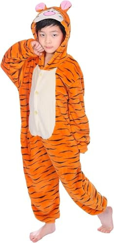 LeaveLive Kids Animal Onesie Halloween Cosplay Costume Pajamas(KidsTiger-105)