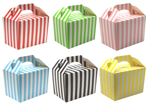 Lotus 20-Pack Stripe Design Children/Kids Party Boxes-Carry Food,Meal Fun Picnic,Birthday Celebration,Wedding Favour,Party Box Loot Bag Assortment(Mixed Colors) for Memorable & Joyful Festive Events