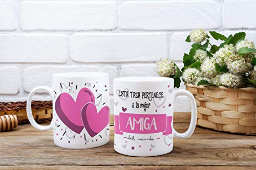 SAQUITOMAGICO Esta Taza Pertenece al/a la Mejor del Mundo!!!!.-Taza Regalo para Esa Persona Especial Que Tanto Quieres (Amiga)