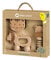 Bebeconfort Baby Holzspielzeug, nachhaltiges Lernspielzeug aus 100% FSC Holz, niedliches Geschenkset für Babys: Rollspielzeug + Glockenrassel + Rasselkette, braun