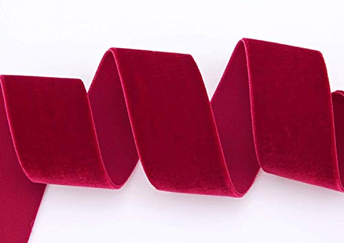 finemark 3 m x 36 mm Samtband DUNKELROT (644 Scarlet) Dekoband Rot Velour einseitig Samt festkantig Velvet Ribbon zum nähen dekorieren