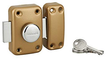 THIRARD - Verrou à bouton Apache pour porte d'entrée, cylindre 40mm, acier, 3 clés, époxy or