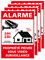 Signalétique.biz France - Lot de 4 panneau Alarme Vidéo Surveillance 24h/24-75 x 105 mm - Autocollant - Adhésif