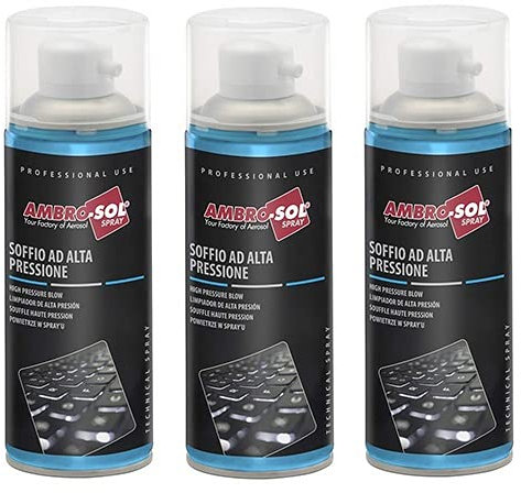 Bomboletta Soffio ad alta pressione spray, capacità 400 ml, aria compressa a spray per pulire efficacemente sporco e polvere da tastiera, computer, con Cannuccia in dotazione Varie Quantità (3)