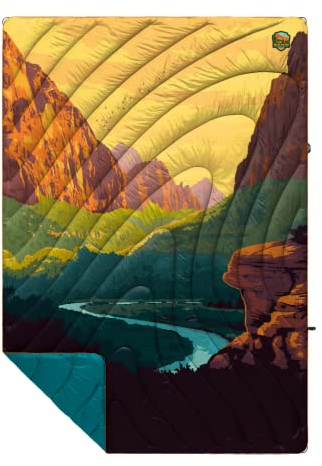 Rumpl Original Puffy Blanket – warme bauschige Campingdecke, 100% recycelte Polyester-Isolierung, leicht, verstaubar, wasserabweisend, Outdoor-Pufferdecke, 132,1 x 190,5 cm, Zion-Nationalpark
