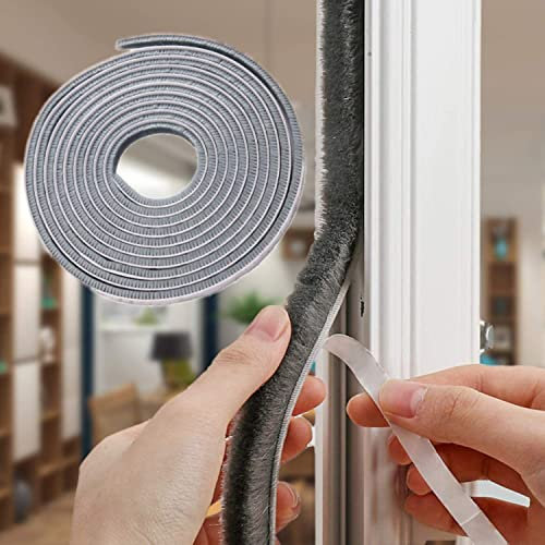 10m Bürstendichtung Selbstklebend Dichtung Zugluftstopper für Tür Fenster Zugluftstopper hochdichter Filz-Zugluft-für Schiebetüren Garderobe Dichtungsband Fensterdichtung Türabdichtung 9x5mm Grey