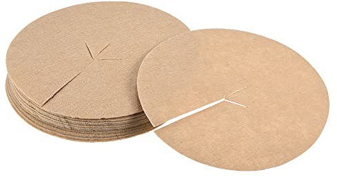 PATIKIL 5.4 OD Mulch Ring, 12 Pack Round Non-Woven Fabric Mat Plant Protection Cover Garden Barrier, Beige