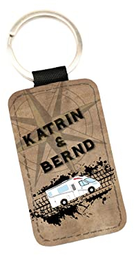 DRUC KLAUS Schlüsselanhänger Wohnmobil mit Namen personalisiert. Treuer Reisebegleiter für alle Camper und Campingliebhaber. Personalisierter Schlüsselanhänger als Campingaccessoire mit Stil.