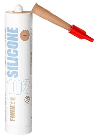 Mastic silicone sanitaire beige FOME FLEX [310 ml] - Résistant aux moisissures (S1) - Silicone pour joints de salle de bain, gouttières et fenêtres