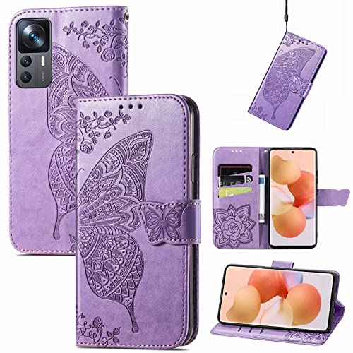 Roar Handyhülle für Xiaomi 12T / Xiaomi 12T Pro Hülle Xiaomi 12T / Xiaomi 12T Pro | Book Case Flip Tasche mit Magnet Kartenfach Standfunktion | Flieder