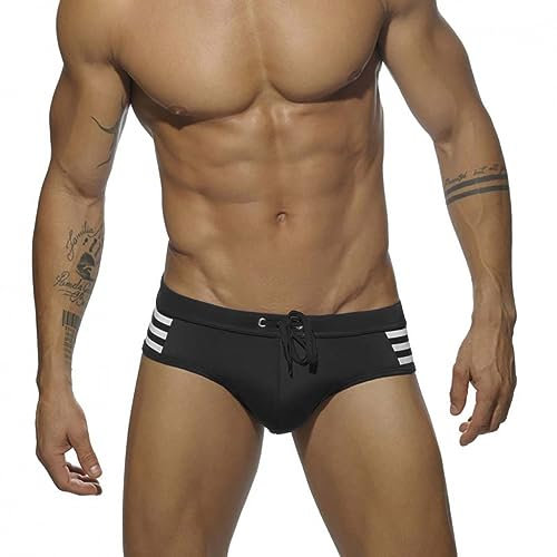 RQPYQF Costume Slip Uomo, Costume Mare Uomo Slip Piscina Costume Nuoto Slip Costume Uomo Swimming Brief Coulisse Regolabile YK93 Taglia M - XXL (Nero, M)