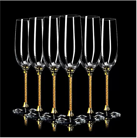 GRFIT Flute da Champagne 230 ML lumière Luxe Champagne Coupe ménage Haut de Gamme flûte à Champagne Ensemble Cristal Verre Champagne Coupe 6 pièces Verres à Champagne (Color : C)