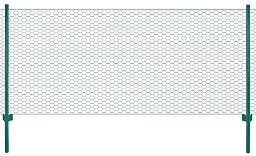Homgoday Netz für Zaun mit Stahlpfosten 25 x 0,75 m grün, Tor für Zaun für den Außenbereich für Hof Gartentor