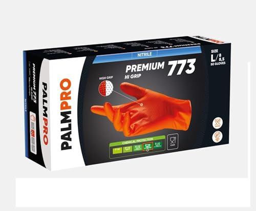Guantes desechables de nitrilo naranja Ico hi-grip/M extra grueso 0,16 mm talla M, Guantes Proteccion, Guantes Seguridad