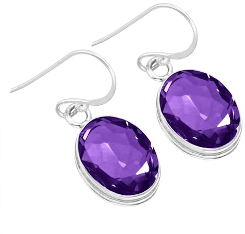 Amethyst Quarz Ohrring 925 Sterling Silber Handgemacht Schmuck (98526_AMFT_E)