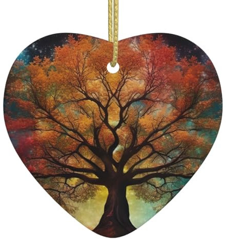 Imponente albero della vita ornamenti natalizi, decorazioni natalizie da appendere all'albero di Natale, in ceramica a forma di cuore, regalo per decorazioni natalizie per la casa e le feste