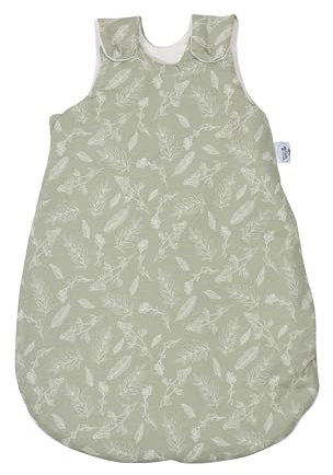 pic Bear Premium Babyschlafsack aus Jersey-Baumwolle – Atmungsaktiv, Mitwachsend und für Ganzjahres-Nutzung mit verstellbaren Größen (Forest Leaves, 62/68)