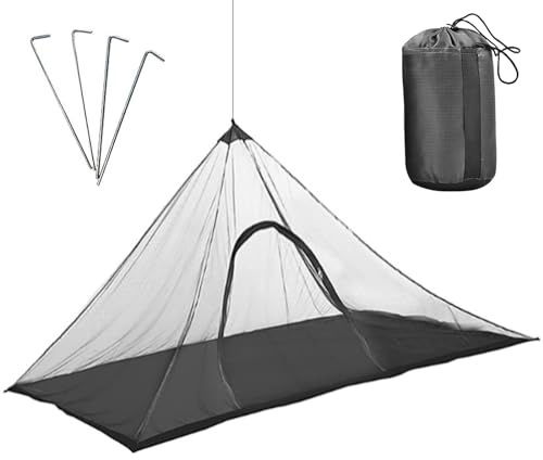 Camping Mosquito Net, Mosquito Net Travel, Mosquito Tent Waterproof Lightweight Mosquito Net Outdoor with Zip, Carry Bag, Polished Nails for Camping, Hiking Fishing (Black 220 x 120 x 100 cm)