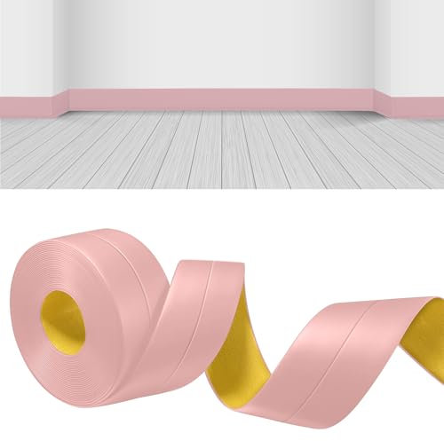 YushengTai Battiscopa,Rosa 6 M PVC Battiscopa Adesivo 18 x 18 mm, Battiscopa Cucina Adatto per Bagno, Cucina (Rosa)