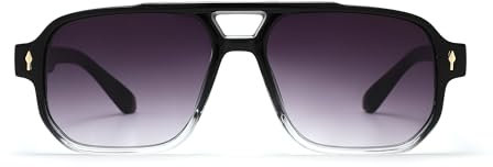 Pro Acme Classic Square Frame Sonnenbrille, Double Bridge 70s Vintage Sonnenbrille für Männer und Frauen(Gradient-Grau)