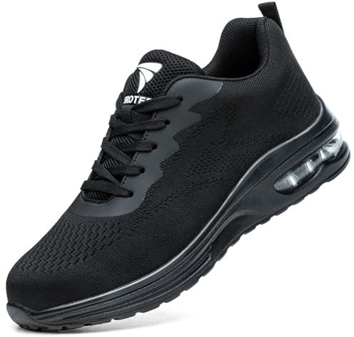 VAVOBIS Safety Trainers Men Womens Safety Shoes with Steel Toe Cap Trainers Non Slip Lightweight Work Trainers Breathable Puncture Proof Work Shoes,Black UK 9