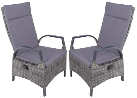 2er Set Hochlehner Almada Kunststoffgeflecht Relaxsessel Garten Sessel Stuhl Möbel
