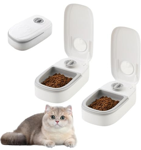 Gobesty Automatic Cat Feeder, 2 Meal Cat Feeder Automatic with Timer 48-Hours, 700ml Cat Food Dispenser for Wet Food & Dry Food, Automatic Dog Feeder, Automatic Pet Feeder Station for Cats and Dogs