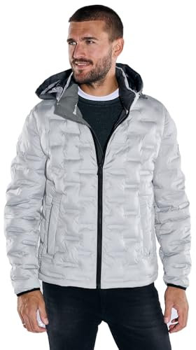 emilio adani Herren Herren Steppjacke mit Abnehmbarer Kapuze, Hellgrau, 37193, Hellgrau in Größe 56