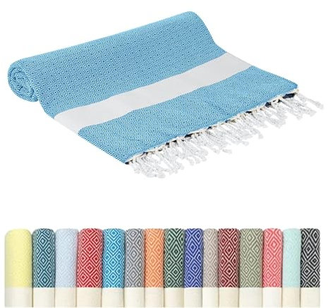 Flora Furora Saunahandtuch Saunatuch Damen + Herren, Hamamtuch groß 100x200 XXL: lang, platzsparend, leicht | Sauna Handtuch, Wellness Spa Tuch (Blau, 200 x 200 cm)