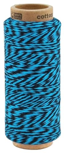fuwi Baumwollkordel 1 mm - Baumwollschnur & Bäckergarn, 100 m zweifarbig - für Makramee, Geschenkband und Dekoration, 100% neue Baumwolle, matt und farbecht (9052 Schwarz - Aqua)