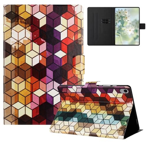 TEDTIKJT Funda para iPad 10th Generation 10.9 2022 Carcasa Funda PU Cuero Flip-Cover con Ranura de Tarjeta Stand Protectora Carcasa para iPad 10th Gen Carcasa,Patrón Pintado Cuadrado