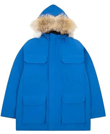 Herren Winter-Puffer-Parka, lässig, lange Daunenjacke, warm, mit Kapuze, Outdoor-Reißverschluss, 8, S