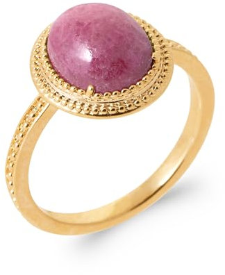 Bijouxenvogue Rhodonit vergoldeter Ring Größe 52