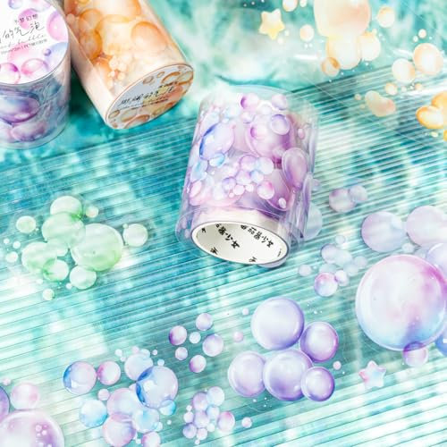 MisKepaa Scrapbooking Zubehör Stickers Set,6 Rolls PET Bubble Washi Tape Aesthetic Stickers,Decorative for Journaling,Bullet Journal Zubehör,Travel Diary,Photo Album,Notebook(Bubble)