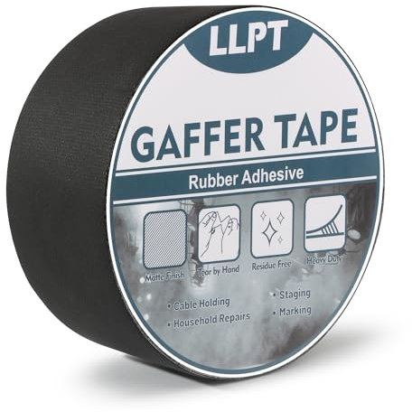 LLPT Gaffers Tape Professionelle Qualität Schwarz 50 mm x 15 m Matte Nicht Reflektierend Einfach Abreißbar Rückstandsfrei Schwerlast Gaffing Tape für Kabel Fotografie (PGT51BK)