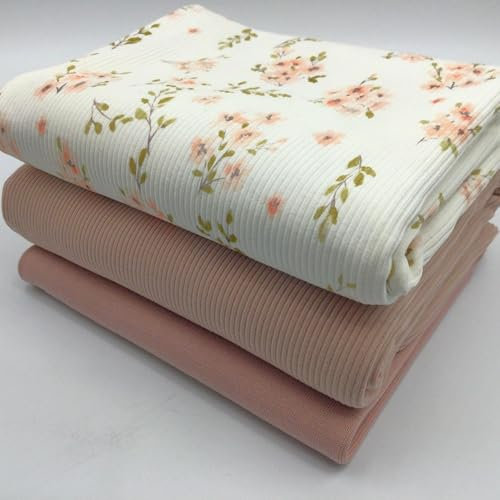 Stoffpaket Jersey-Paket Ribstrick Jersey | Rippenjersey | schmale Rippen | viele Designs | Ökotex (Blossom Flower)