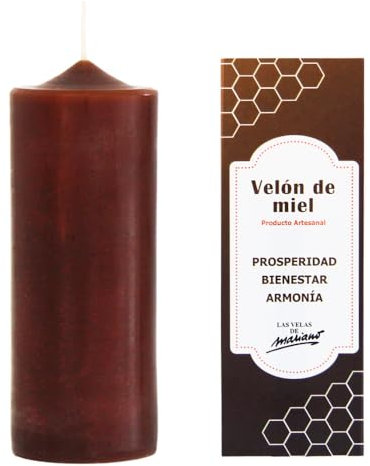 Velón Artesanal de Miel – Vela Ritualizada para Endulzar, Armonizar y Atraer Suerte | Aroma Natural para Concentración y Bienestar | Hecho a Mano con Cera de Miel