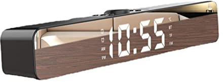 Sound Bar Alarm Clock with Bluetooth, FM Radio, and Wireless Subwoofer - Home Theater Speakers for TV - LED Display and Alarm Function -