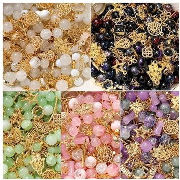 BANGHA Armbänder Selber Machen,DIY 30g 50g/Lot Metall Charms Glas Perlen Anschlüsse Schmuck Zubehör for DIY Armband Halskette Ohrringe Gemischt Schmuck Machen Set(30 Grams,10)