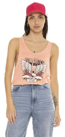 Von Dutch Debardeur Femme Coton, T-Shirt Femme Skull, Loose Fit S