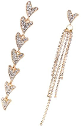 Beaupretty 1 Par Pendientes Asimétricos de Mujer Dángler Rosa Dorado Aretes y Perfectos